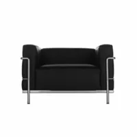 fauteuil - lc3 cuir, rembourrage mousse polyuréthane expansé et polyester, acier chromé noir l 99cm x p 73cm x h 62cm,  assise h 40cm