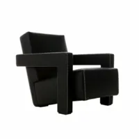 fauteuil - 637 utrecht cuir cuir scozia, rembourrage mousse polyuréthane et polyester noir l 64cm x p 85cm x h 70cm,  assise h 37cm