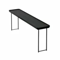 table basse - 381 torei l 120 h 41 l 120cm x p 22cm x h 41cm noir plateau frêne, piètement métal verni noir