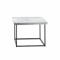 table basse - 381 torei carrée 61x61 h 41 marbre l 61cm x p 61cm x h 41cm plateau marbre de carrare, piètement métal verni noir