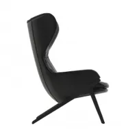 fauteuil - 395 p22 noir l 79cm x p 87cm x h 112cm, assise h 41cm cuir scozia, pieds fonte d'aluminium vernis noir