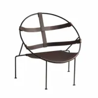 fauteuil - fdc1 acier carbone laqué noir, cuir marron aubrac l 78cm x p 70cm x h 81cm