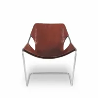 fauteuil - paulistano cuir marron cognac cuir, structure inox l 70cm x p 70cm x h 82cm