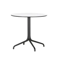 table et table basse extérieur - belleville outdoor ø79 blanc plateau matériau massif stratifié, chant noir, piétement aluminium finition époxy diam 4