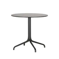 table et table basse extérieur - belleville outdoor ø79 plateau matériau massif stratifié, chant noir, piétement aluminium finition époxy diam 49,6cm