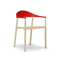 petit fauteuil - monza frêne, polypropylène l 54cm x p 49cm x h 76cm,  assise h 45cm,  accoudoirs 64cm dossier rouge traffic