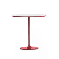 table d'appoint guéridon - dizzie 51x47 base acier peint, plateau mdf blanc l 51cm x p 47cm x h 50cm rouge