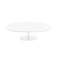 table basse - dizzie 108x90 blanc base acier peint, plateau mdf blanc l 108cm x p 90cm x h 35cm