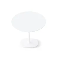 table - dizzie ø80 blanc base acier, plateau mdf laminé diam 80cm x h 74cm