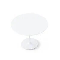 table - dizzie blanc base acier, plateau mdf laminé diam 100cm x h 74cm