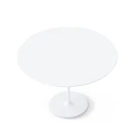 table - dizzie blanc diam 120cm x h 74cm base acier, plateau mdf laminé