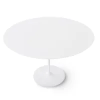 table - dizzie blanc base acier, plateau mdf laminé diam 160cm x h 74cm