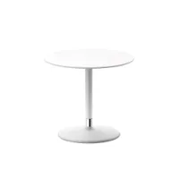 table d'appoint guéridon - pix réglable en hauteur blanc diam 50cm x h 48-72cm plateau mdf, piètement métal laqué