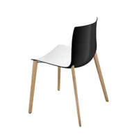 chaise - catifa 46 pieds bois noir et blanc l 51,5cm x p 52cm x h 80cm,  assise h 45cm coque polypropylène, pieds chêne massif