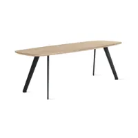 table basse - solapa 40x120 l 120cm x p 40cm x h 36cm chêne plateau mdf plaqué chêne, pieds fibre de verre et polypropylène