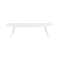 table basse - solapa 40x120 blanc l 120cm x p 40cm x h 30cm plateau laminé laqué, pieds fibre de verre et polypropylène