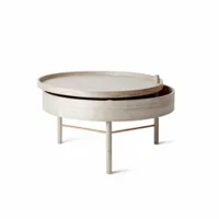 table basse - turning table diam 65cm x h 36cm contreplaqué de chêne, cuivre chêne