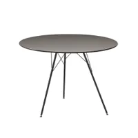 table et table basse extérieur - leaf table ø100 diam 100cm x h 74cm plateau gris  pieds moka plateau hpl, structure acier laqué