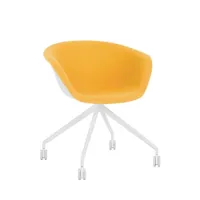 petit fauteuil - duna 4 pieds roulettes piètement aluminium jaune 426 l 63cm x p 56cm x h 75,5cm,  assise 46,5cm coque polypropylène, assise tissu kva