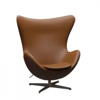 fauteuil - oeuf (egg) cuir marron walnut cuir aura, aluminium marron bronze