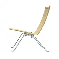 fauteuil - pk22 cannée acier inoxydable brossé satiné, cannage l 63cm x p 63cm x h 71cm,  assise h 35cm rotin