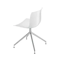 chaise - catifa 53 pied central blanc l 73cm x p 73cm x h 78cm, assise h 45cm coque polypropylène, piètement aluminium