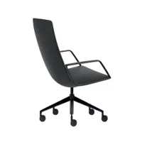 fauteuil de bureau - catifa sensit office noir cuir souple, aluminium verni l 66cm x p 66cm x h 104,5-117cm, assise h 41-53,5cm