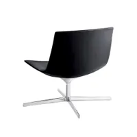 fauteuil - catifa 60 lounge cuir noir l 74cm x p 74cm x h 65,5cm, assise h 37cm cuir souple, aluminium brillant