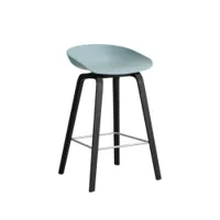 tabouret haut - about a stool aas 32 h65 l 47 x p 43 x h 75 cm,  assise h 65 cm chêne noir vernis à base d'eau dusty blue
