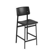 tabouret haut - loft counter stool h65 noir chêne contreplaqué, acier époxy l 42,5cm x p 49cm x h 98,5cm, assise h 65cm