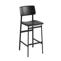 tabouret haut - loft bar stool h75 noir chêne contreplaqué, acier époxy l 43,5cm x p 49cm x h 108,5cm, assise h 75cm
