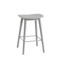 tabouret haut - fiber bar stool pieds bois h65 gris coque fibres de bois et plastique, piètement chêne  laqué l 45 x p 44 x h 66 cm, assise h 65 cm