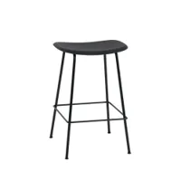 tabouret haut - fiber bar stool pieds acier noir coque fibres de bois et plastique, piètement acier finition époxy l 45 x p 44 x h 66 cm, assise h 65