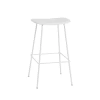 tabouret haut - fiber bar stool pieds acier blanc coque fibres de bois et plastique, piètement acier finition époxy l 45 x p 46,5 x h 76 cm, assise h