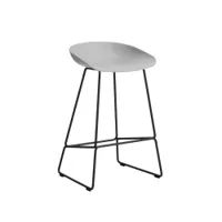 tabouret haut - about a stool aas 38 h65 gris béton l 47 x p 45 x h 76 cm, assise h 65 cm noir
