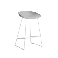 tabouret haut - about a stool aas 38 h65 gris béton l 47 x p 45 x h 76 cm, assise h 65 cm blanc