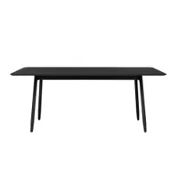 table - icha 180x90 l 180cm x p 90cm x h 72cm hêtre teinté, plateau linoléum charbon/ noir