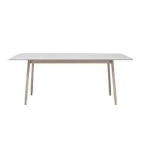 table - icha 180x90 l 180cm x p 90cm x h 72cm hêtre huilé, plateau linoléum champignon/ hêtre blanchi