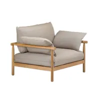 fauteuil extérieur - tibbo lounge xl taupe teck, fibres dedon tressées, tissu natura l 102 x p 98 x h 86 cm, assise h 23 cm