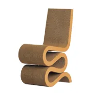 chaise - wiggle side chair carton ondulé, chants en panneaux de fibre dure l 35cm x p 61cm x  h 87cm,  assise h 43cm