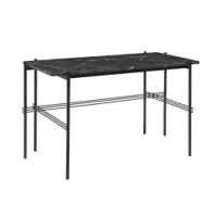 bureau - ts desk marbre marquina noir plateau marbre, base métal laqué noir l 120 x p 60 x h 74 cm