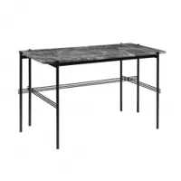 bureau - ts desk marbre emperador gris plateau marbre, base métal laqué noir l 120 x p 60 x h 74 cm