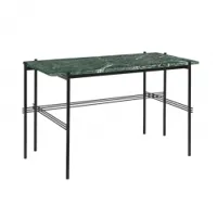 bureau - ts desk marbre guatemala vert plateau marbre, base métal laqué noir l 120 x p 60 x h 74 cm