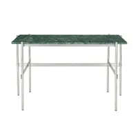 bureau - ts desk marbre guatemala vert plateau marbre, base métal laqué l 120 x p 60 x h 74 cm acier poli