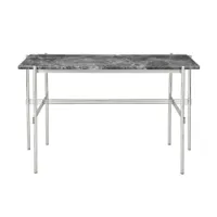 bureau - ts desk marbre emperador gris plateau marbre, base métal laqué l 120 x p 60 x h 74 cm acier poli