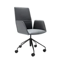 fauteuil de bureau - vela noir l 67cm x p 70,5-86,5cm x h 96,5-107,5cm cuir, métal peint gris plomb