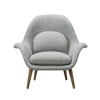 fauteuil - swoon lounge gris 130 tissu kvadrat hallingdal, chêne fumé