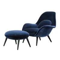 fauteuil - swoon lounge & ottoman tissu kvadrat harald, chêne noir bleu foncé 792