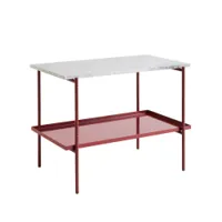 table d'appoint guéridon - rebar 75x44 l 75 x p 44 x h 55 cm marbre gris/ rouge