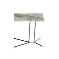 table d'appoint guéridon - ledge marbre de carrare, métal chromé carrare blanc mat